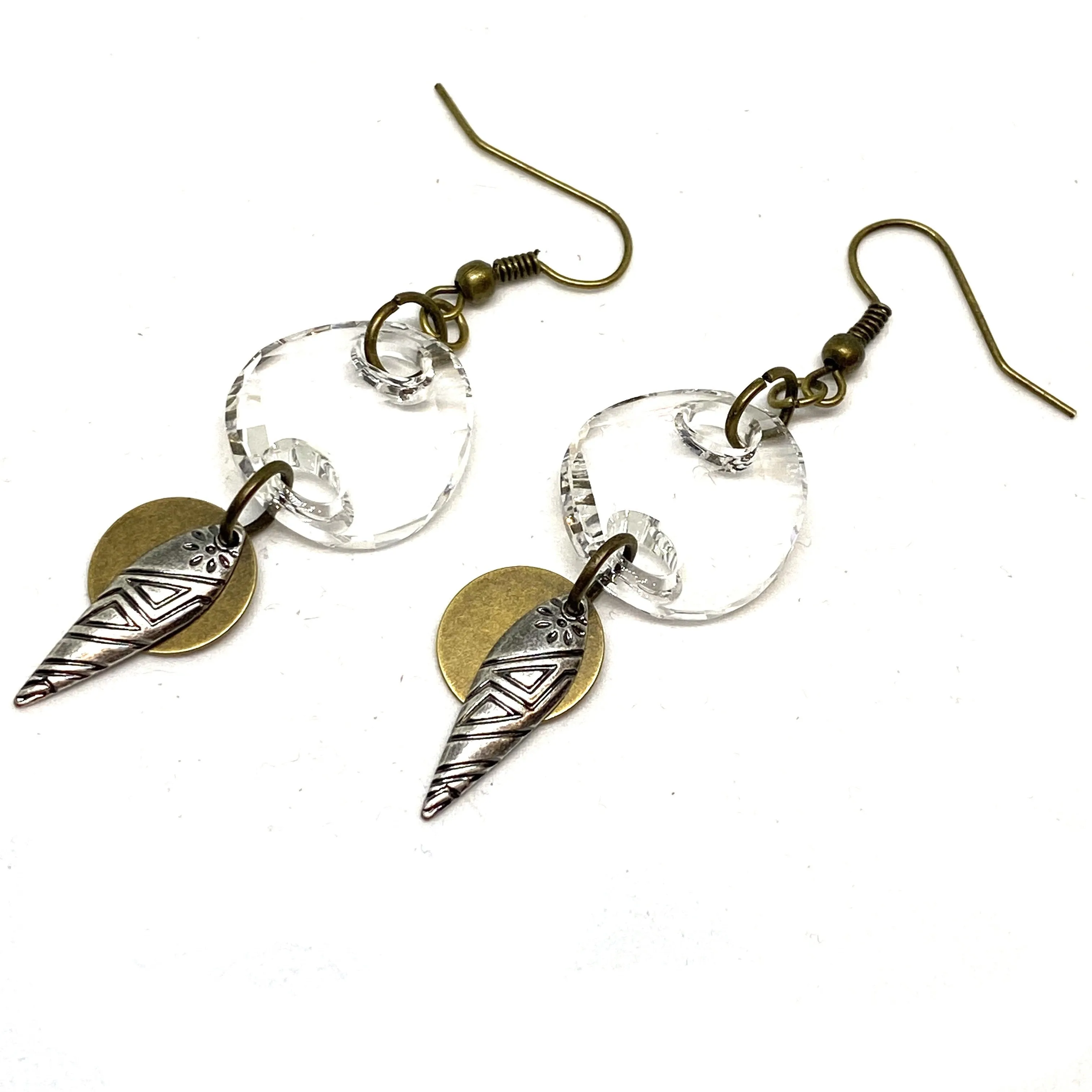 Clear Crystal Tribal Dangle Earrings