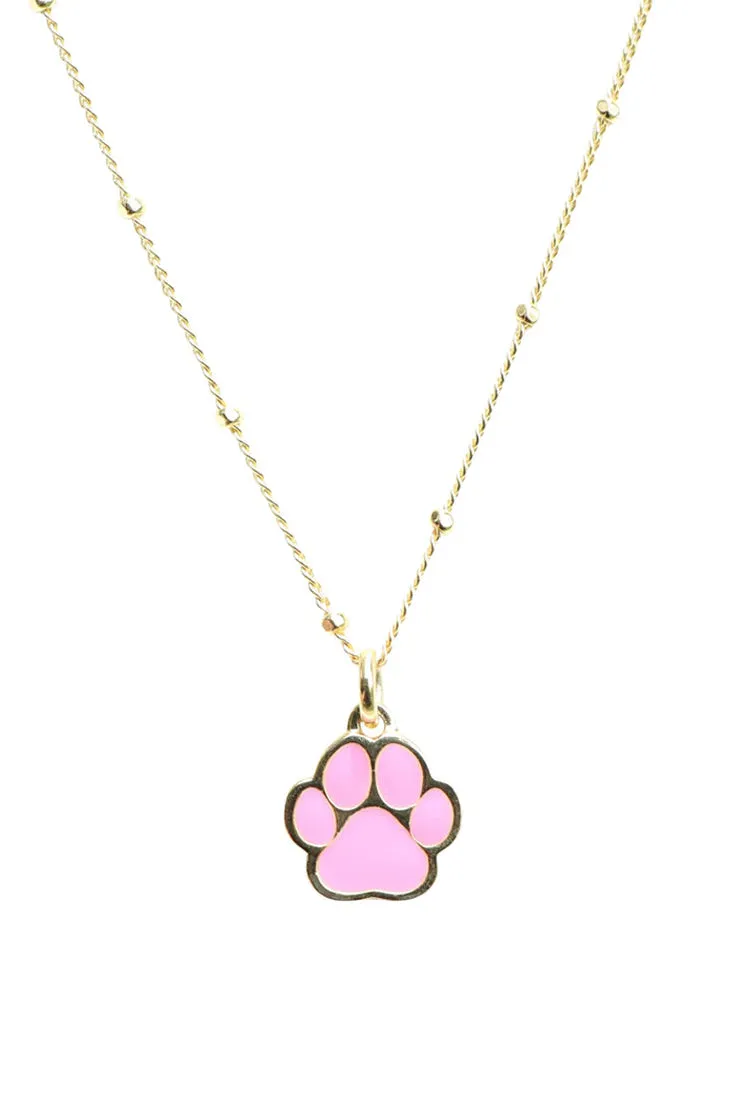 Cloud Haven Paw Print Choker Necklace Pink