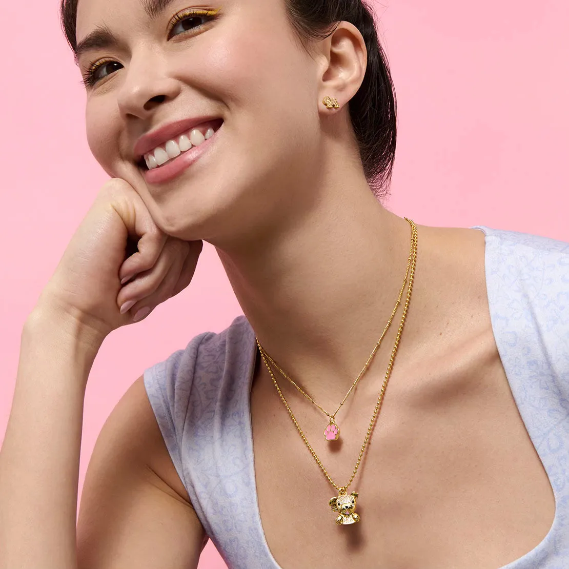 Cloud Haven Paw Print Choker Necklace Pink