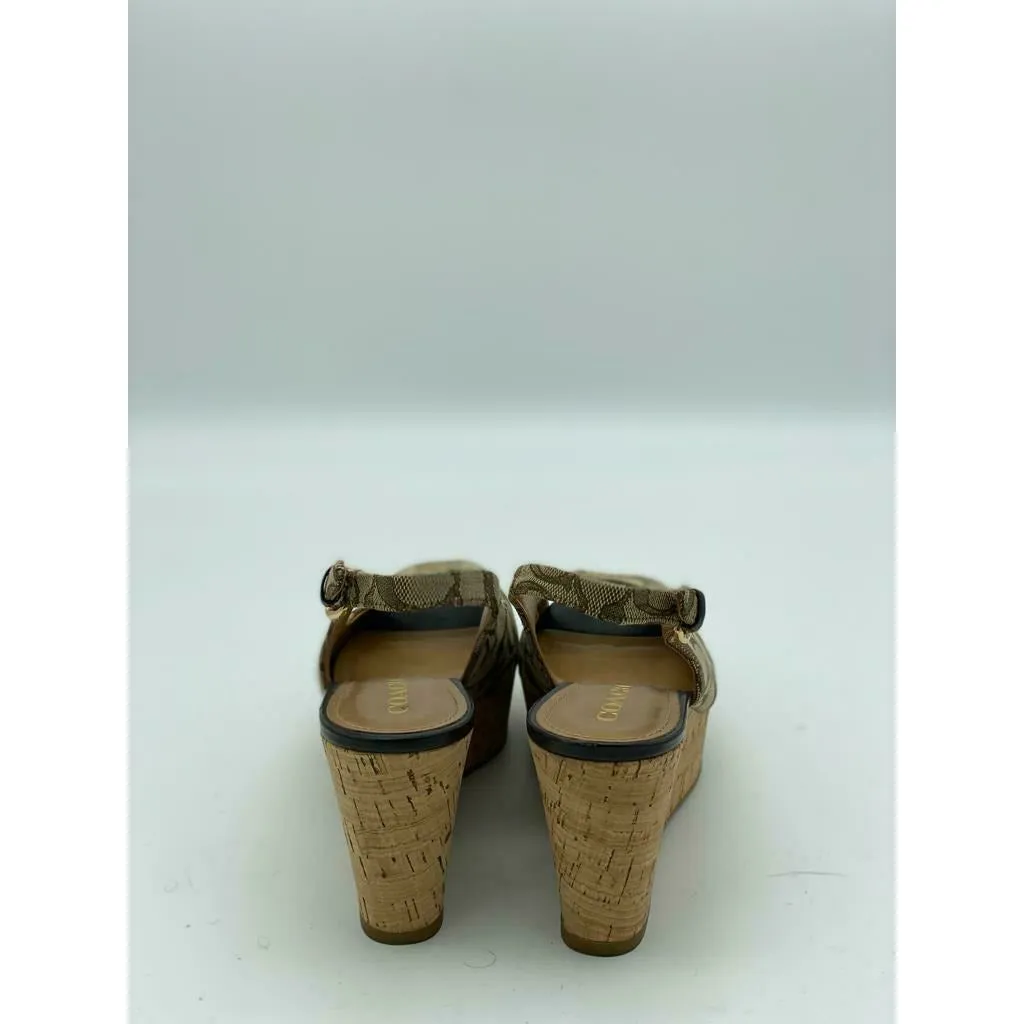 Coach Ferry Peep Open Toe Wedge Sandals Size 7B