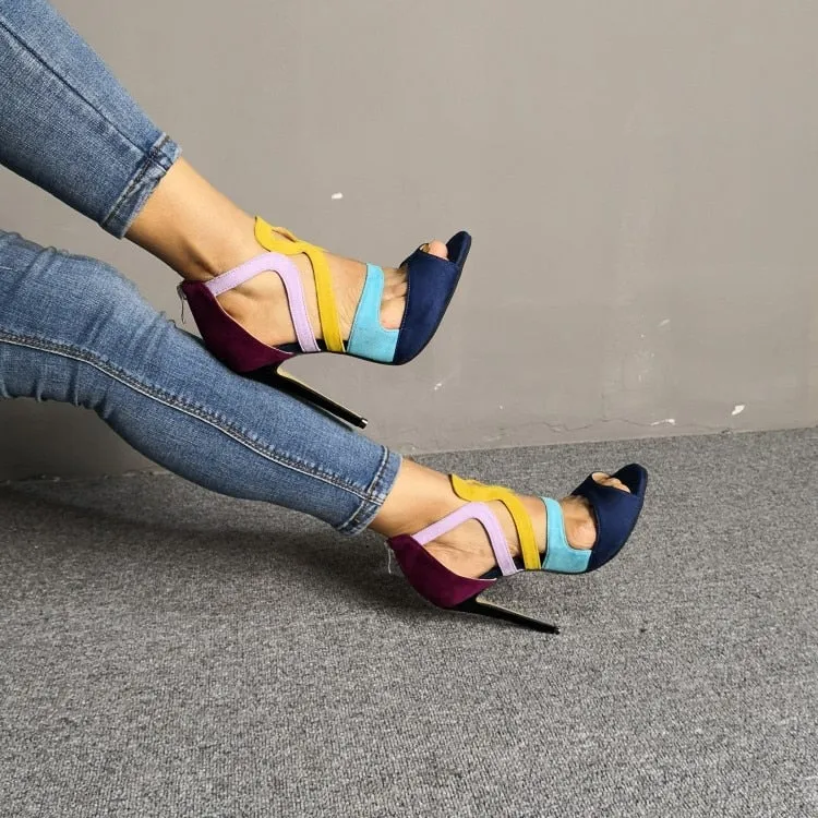 Colorful Beautiful Peep Toe Heels