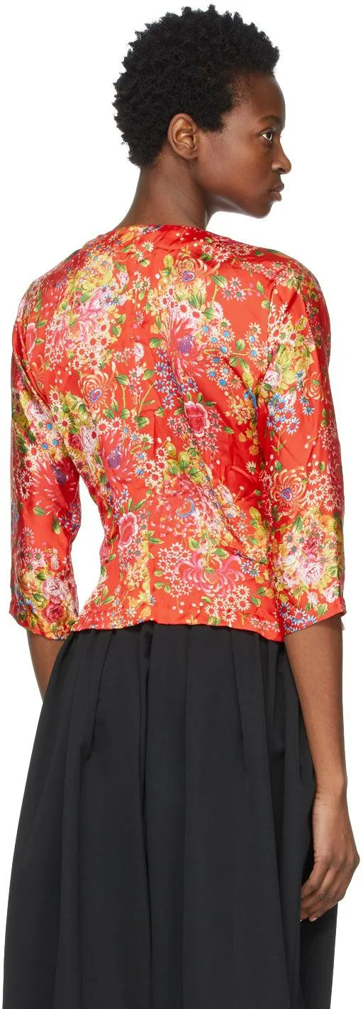 Comme des GarÃ§ons Comme des GarÃ§ons Red Satin Floral Blouse
