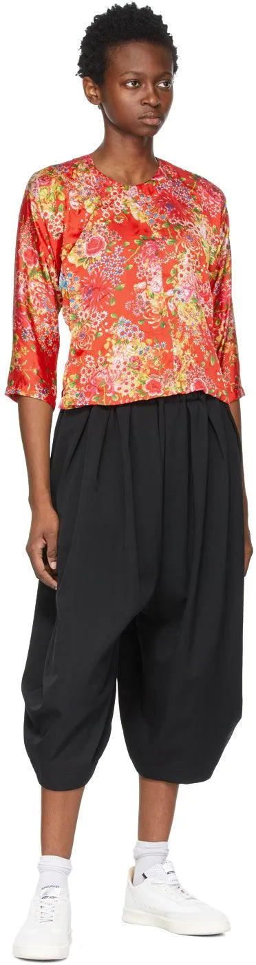 Comme des GarÃ§ons Comme des GarÃ§ons Red Satin Floral Blouse