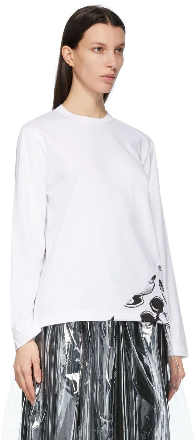 Comme des GarÃ§ons White Disney Edition Mickey Mouse Panel Long Sleeve T-Shirt