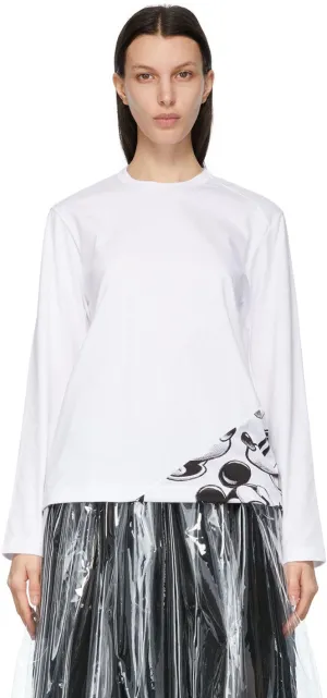 Comme des GarÃ§ons White Disney Edition Mickey Mouse Panel Long Sleeve T-Shirt