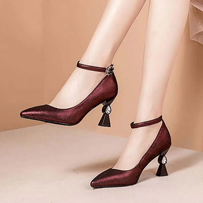 Cone Heel Genuine Leather Party & Evening Heels