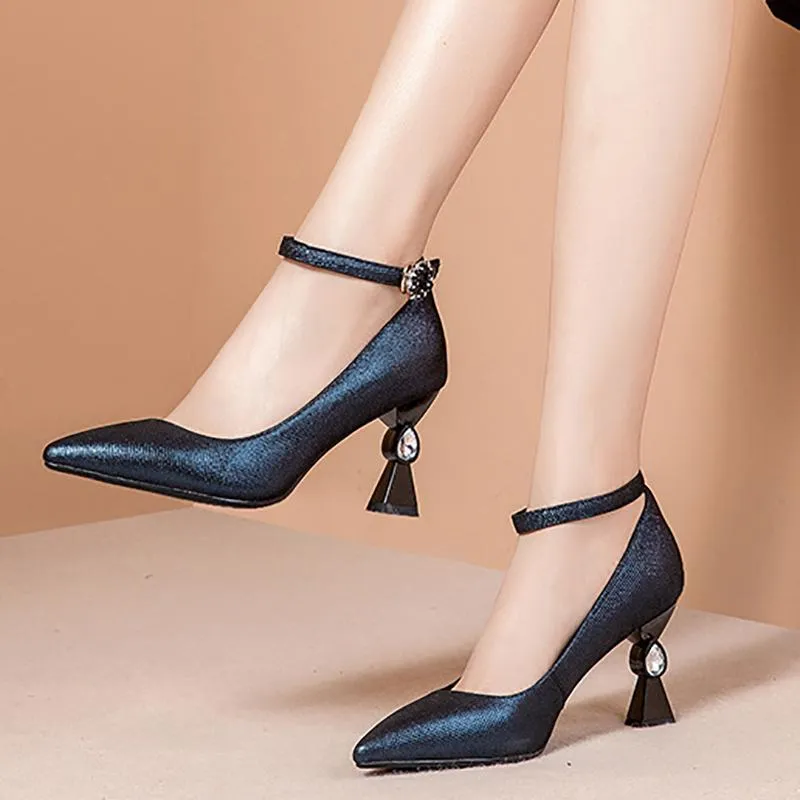 Cone Heel Genuine Leather Party & Evening Heels