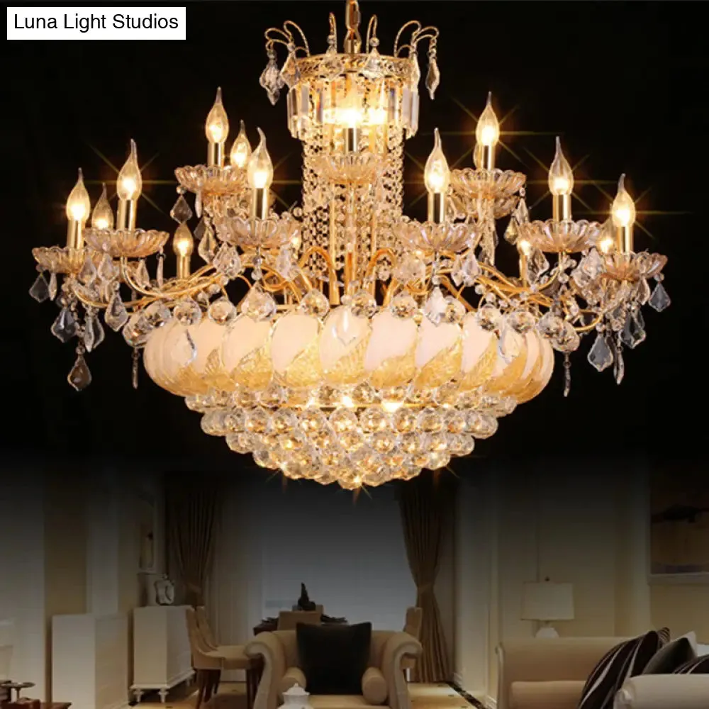 Contemporary Crystal Ball Chandelier – 14/20 Head Cascading Pendant Light for Living Room Ceiling, 23.5"/31.5" Width