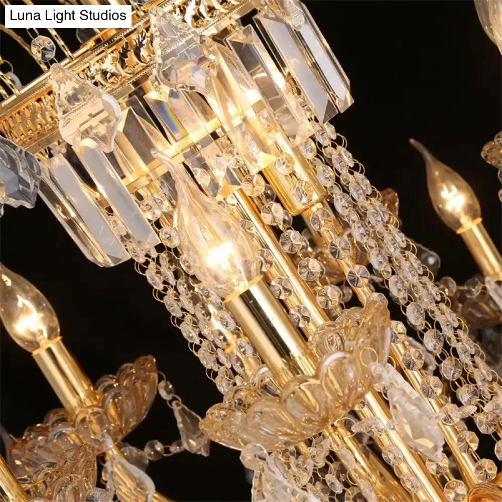 Contemporary Crystal Ball Chandelier – 14/20 Head Cascading Pendant Light for Living Room Ceiling, 23.5"/31.5" Width