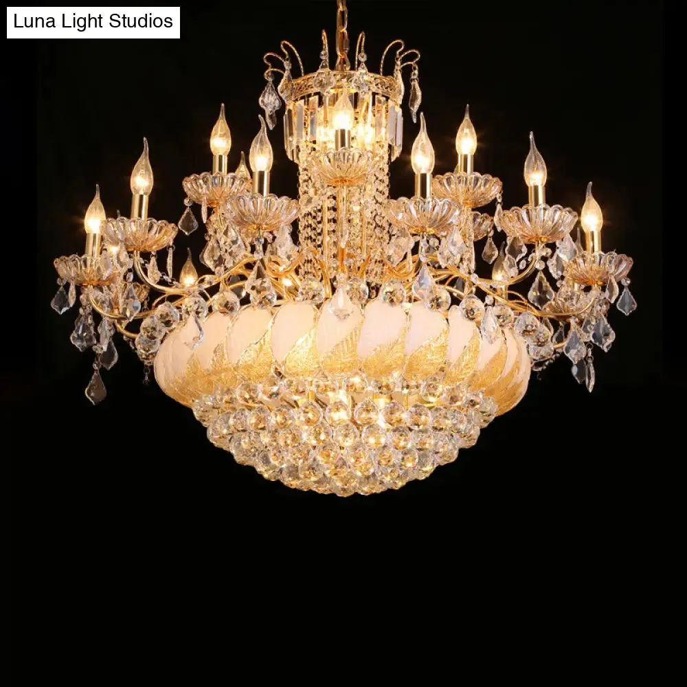 Contemporary Crystal Ball Chandelier – 14/20 Head Cascading Pendant Light for Living Room Ceiling, 23.5"/31.5" Width