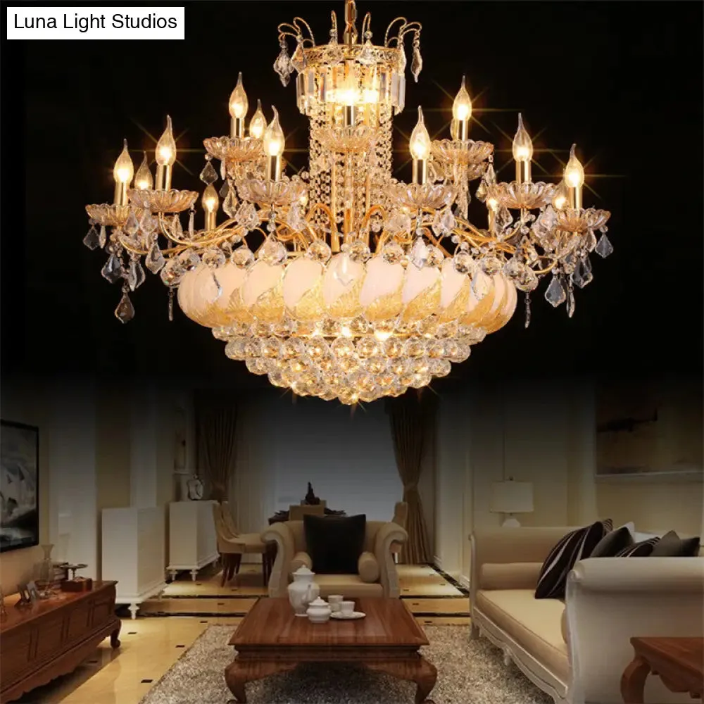 Contemporary Crystal Ball Chandelier – 14/20 Head Cascading Pendant Light for Living Room Ceiling, 23.5"/31.5" Width
