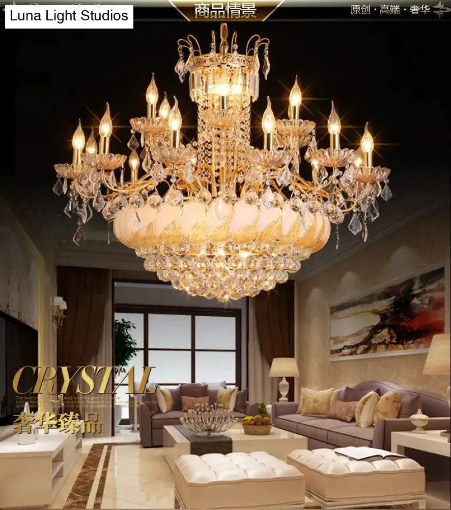 Contemporary Crystal Ball Chandelier – 14/20 Head Cascading Pendant Light for Living Room Ceiling, 23.5"/31.5" Width