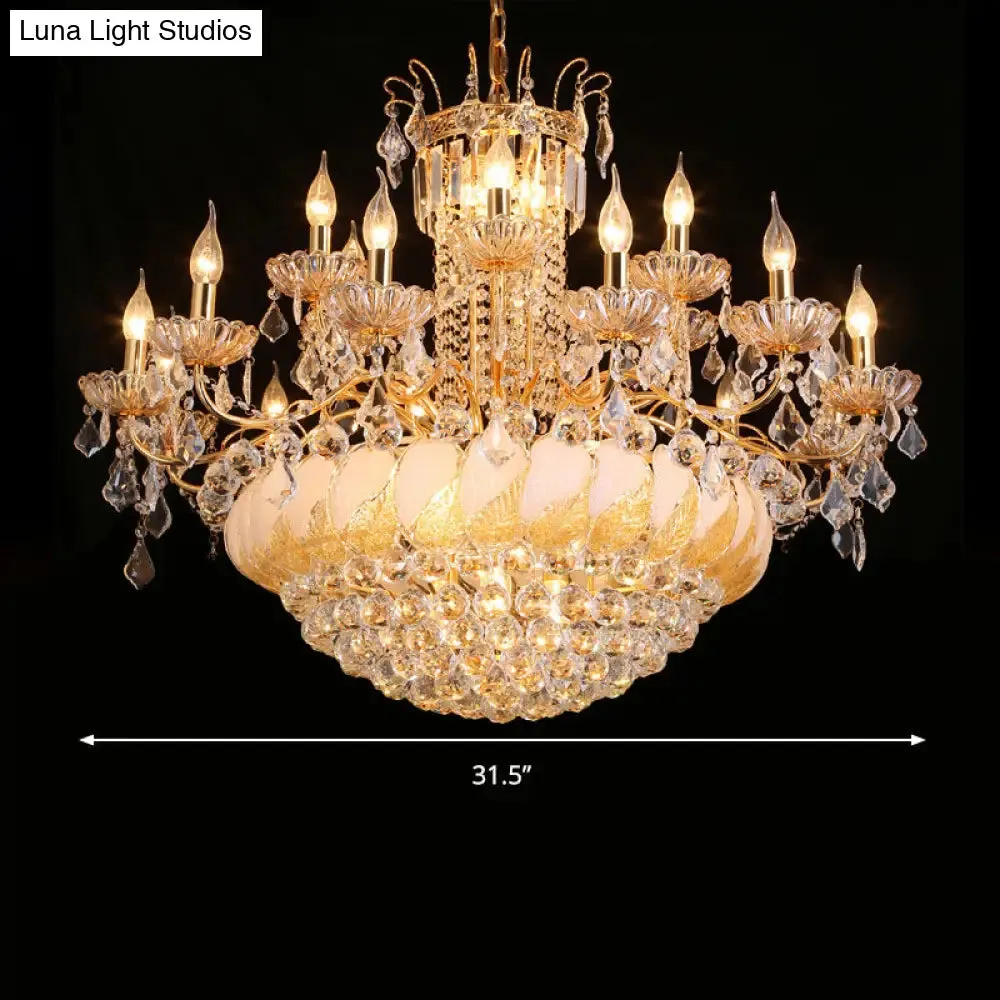 Contemporary Crystal Ball Chandelier – 14/20 Head Cascading Pendant Light for Living Room Ceiling, 23.5"/31.5" Width