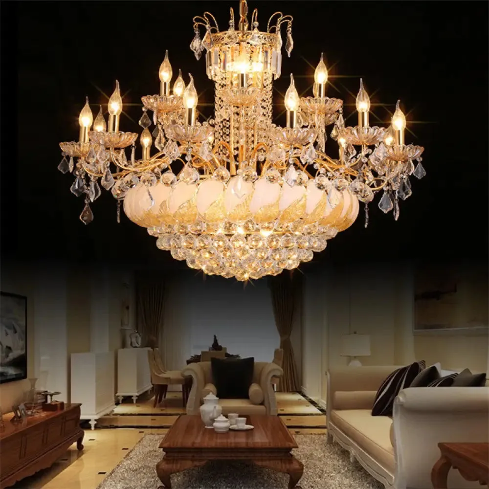 Contemporary Crystal Ball Chandelier – 14/20 Head Cascading Pendant Light for Living Room Ceiling, 23.5"/31.5" Width
