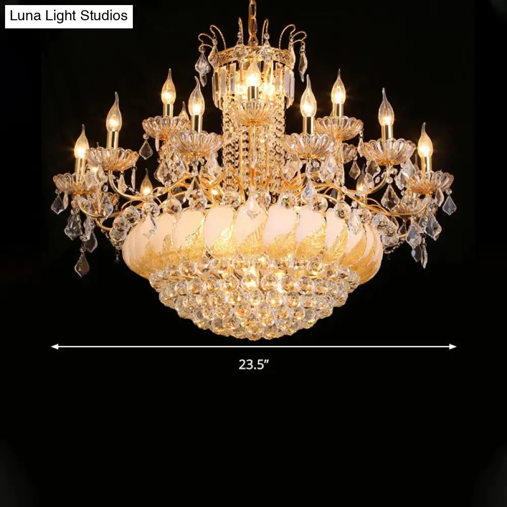 Contemporary Crystal Ball Chandelier – 14/20 Head Cascading Pendant Light for Living Room Ceiling, 23.5"/31.5" Width