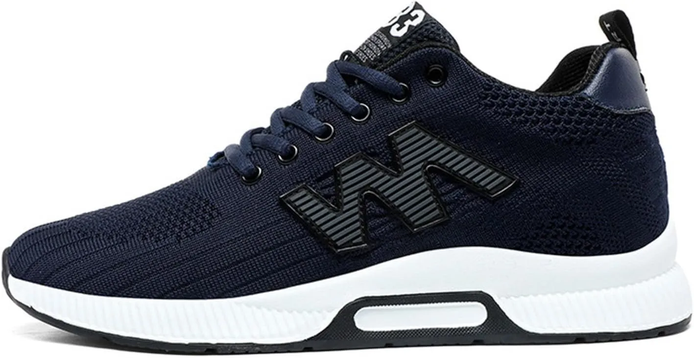 Couple Men's Elevator Shoes Men's Casual Mesh Trainers Lightweight Breathable Lace Up Sports Shoes with Hidden Lift Heel for Men Cm Sneaker Boots for Men Steel Toe Light