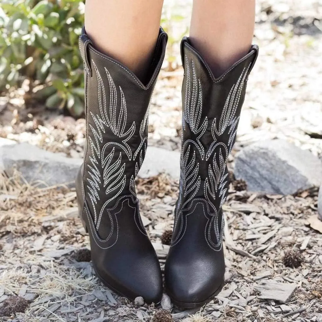 Cowboy Boots for Women Low Heel Ankle Bootie Winter Lace up Low Stacked Block Heel Mid Calf Military Combat Boots 52