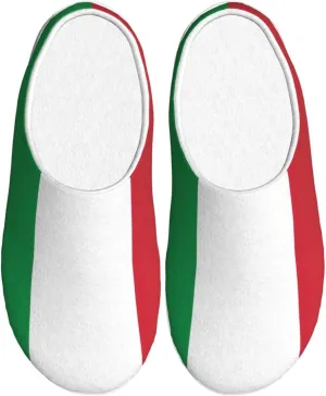 Cozy Italian flag print Slippers Indoor and Outdoor Fuzzy House Shoes Anti-Skid Sole Gifts for Women Indoor Scuff