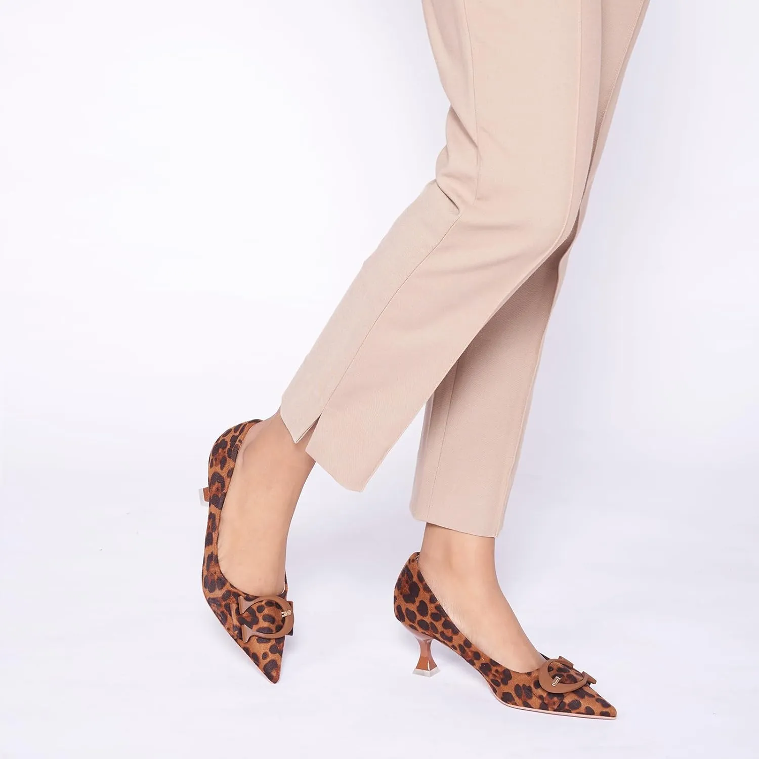 C.Paravano Women's Pumps | Low Heel Designer Shoes | Kitten Heels Womens Short Heels | Leather Pumps