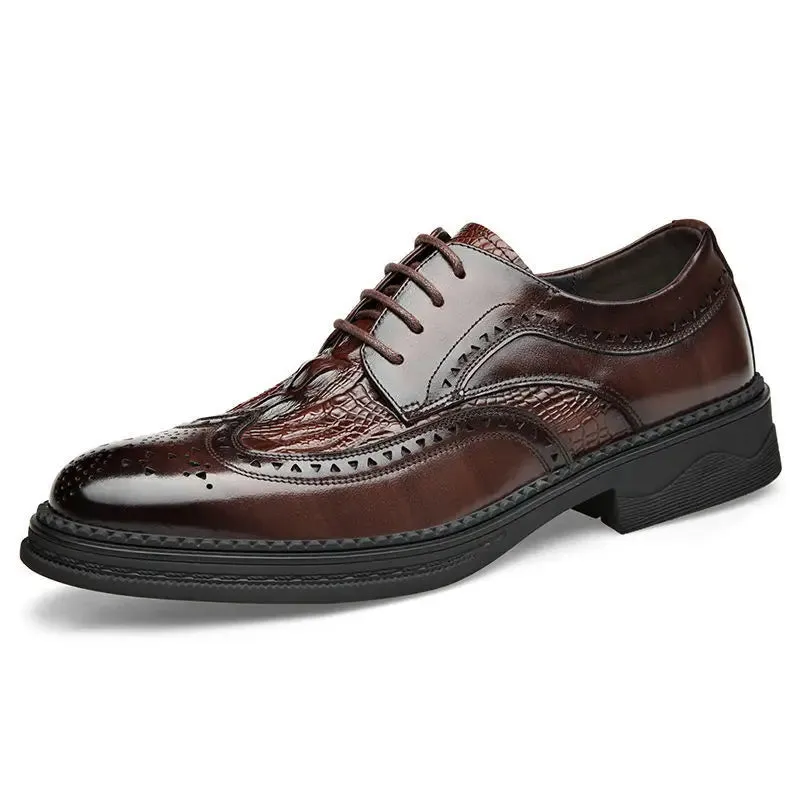 Crocodile Skin Pattern Genuine Leather Dress Shoes
