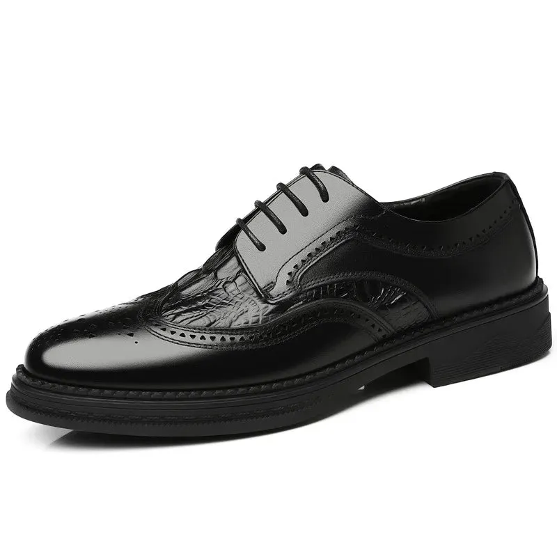 Crocodile Skin Pattern Genuine Leather Dress Shoes