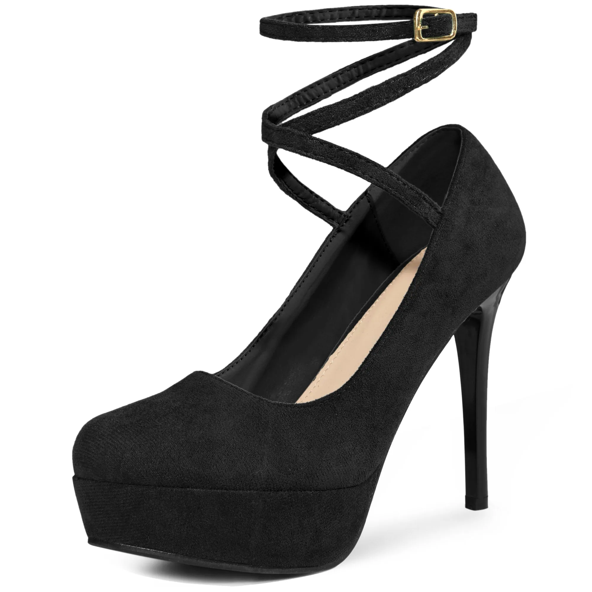 Cross Lace Up Stiletto Heels Platform Pumps for Women
