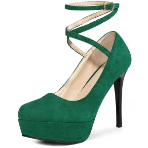 Cross Lace Up Stiletto Heels Platform Pumps for Women