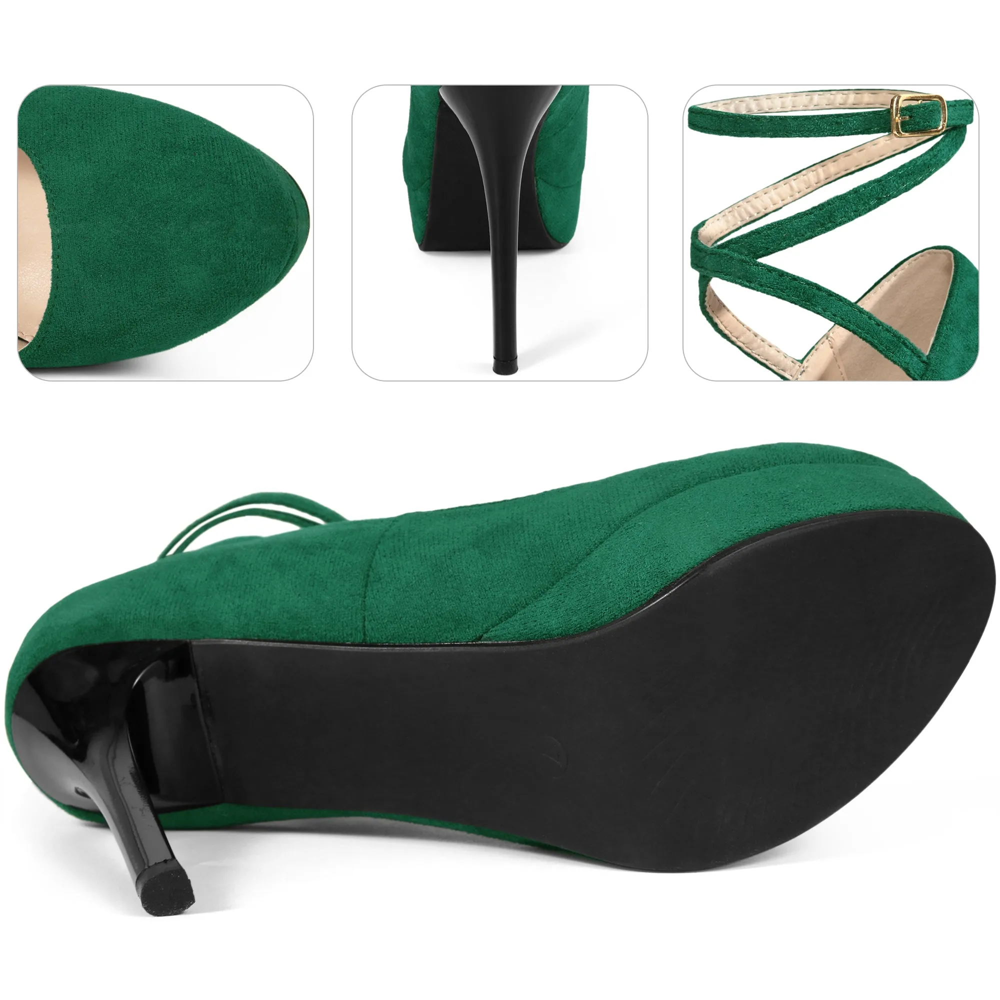 Cross Lace Up Stiletto Heels Platform Pumps for Women