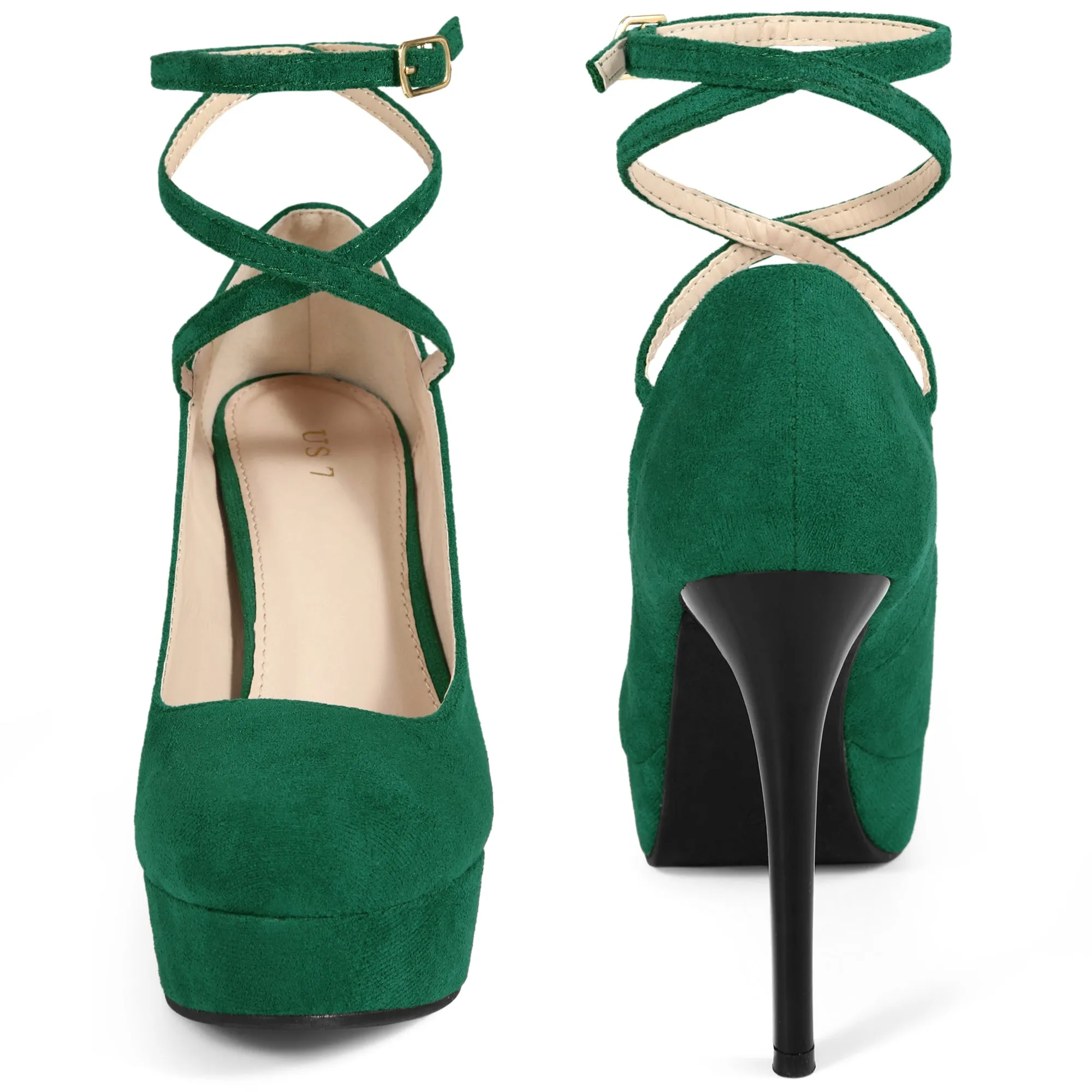 Cross Lace Up Stiletto Heels Platform Pumps for Women