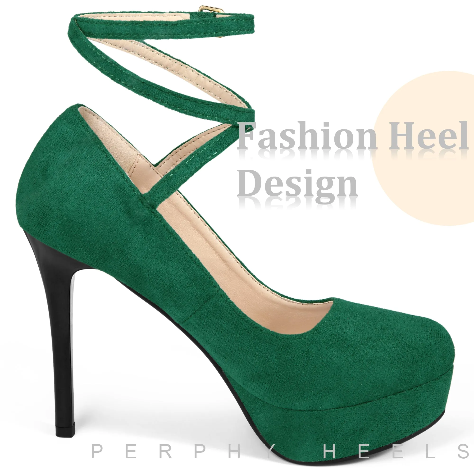 Cross Lace Up Stiletto Heels Platform Pumps for Women