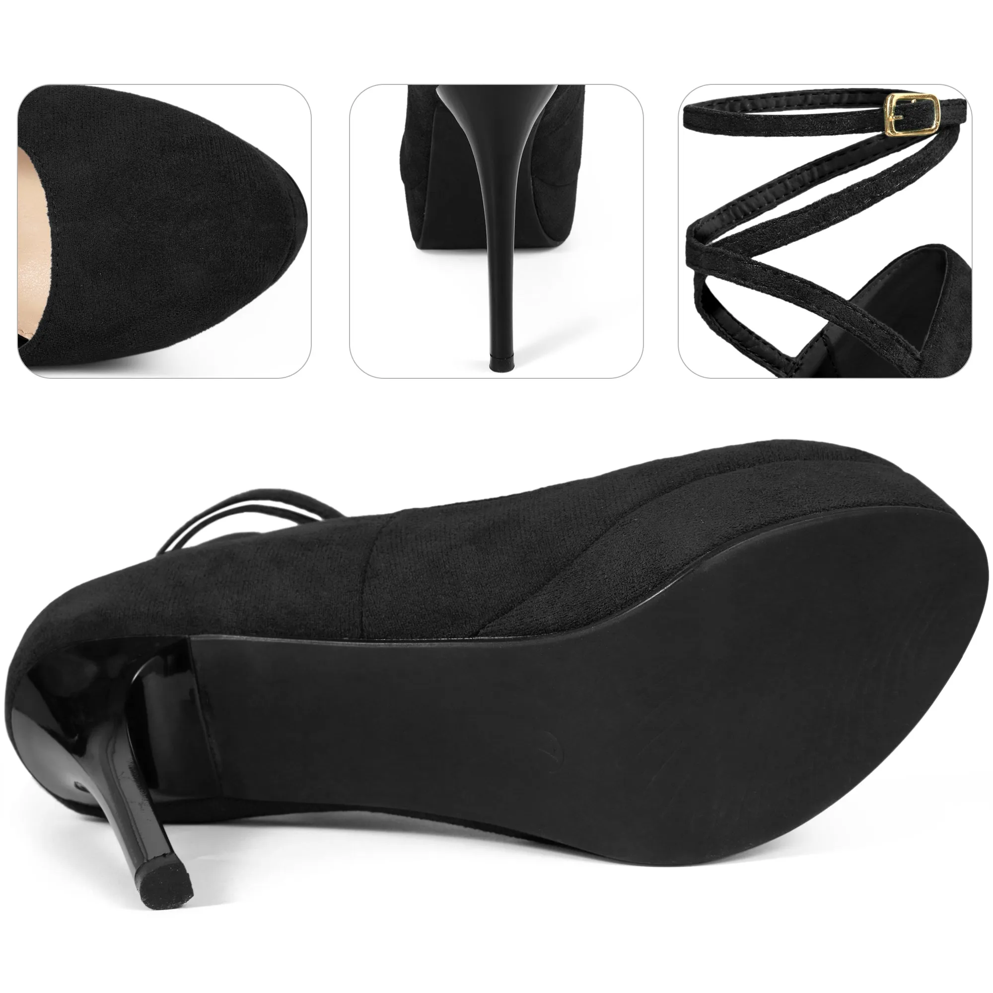 Cross Lace Up Stiletto Heels Platform Pumps for Women