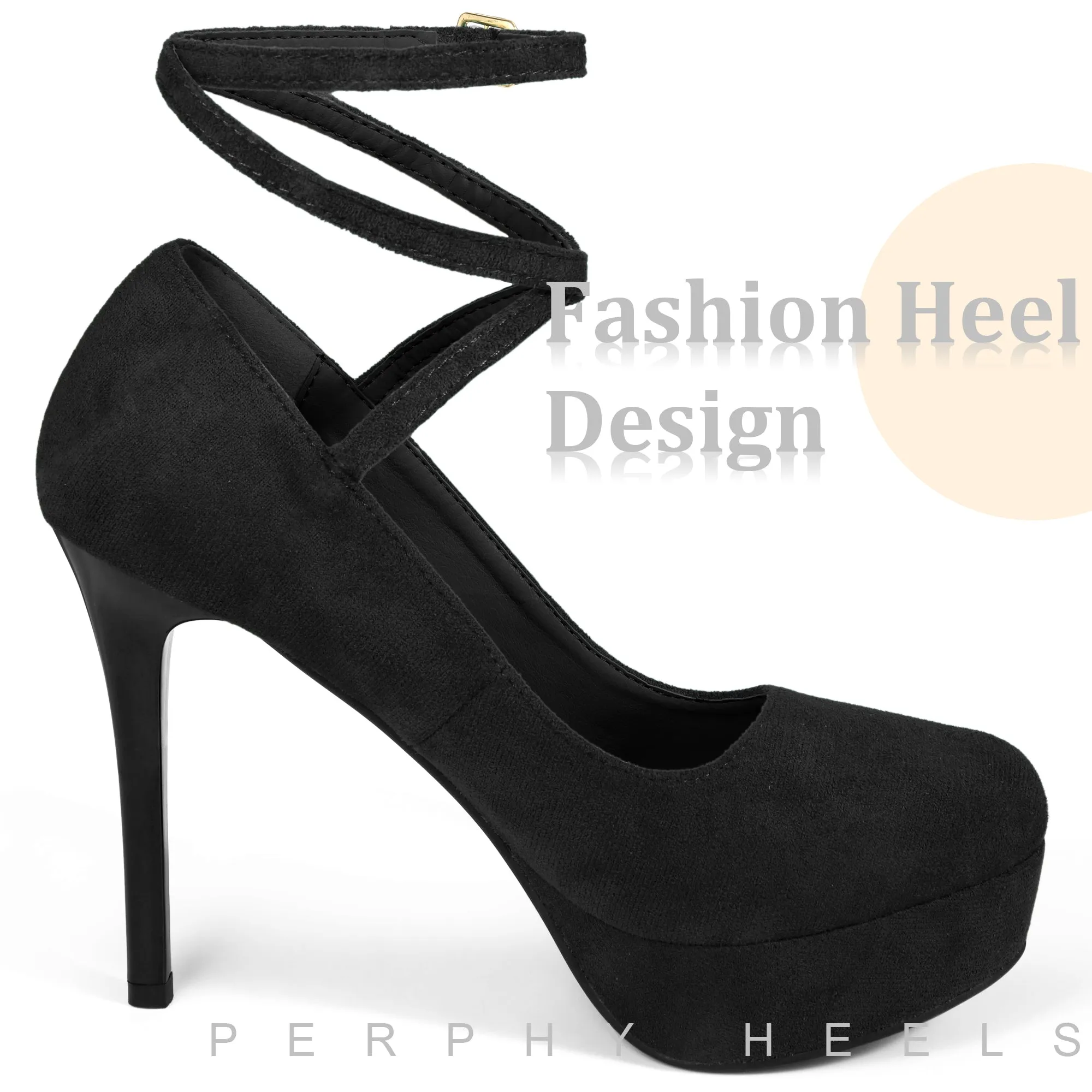 Cross Lace Up Stiletto Heels Platform Pumps for Women