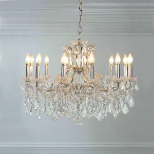 Crystal Chandelier 12 Arm Silver 88 cm