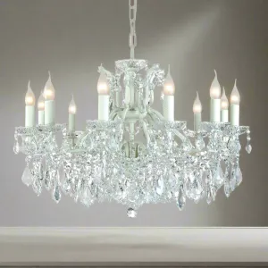 Crystal Chandelier 12 Arm White 88 cm