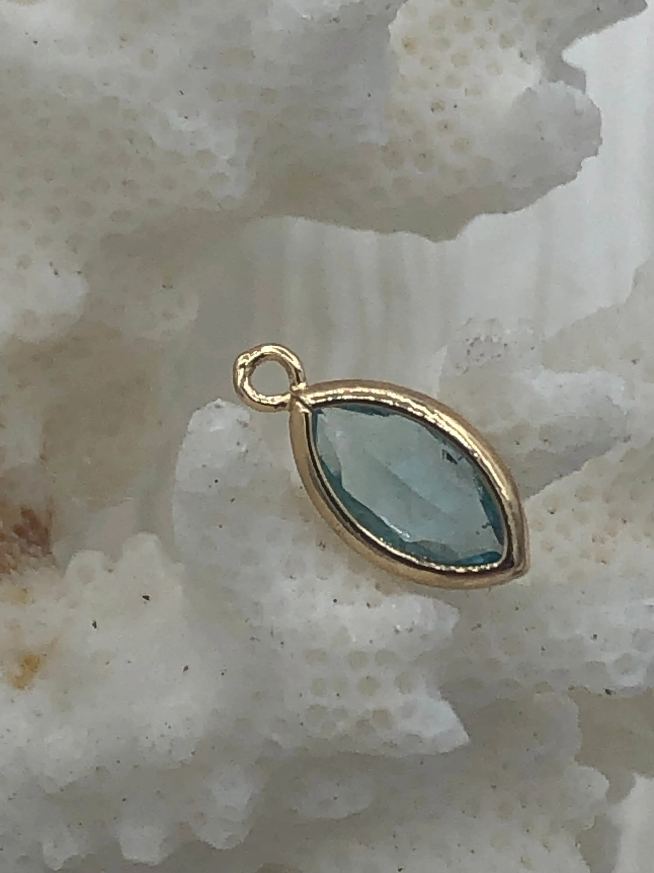 Crystal Gold Soldered Pendants and charms. Purple,Clear,Aquamarine,Teal Marquise Crystal, Soldered Charms 4 Colors Fast Ship