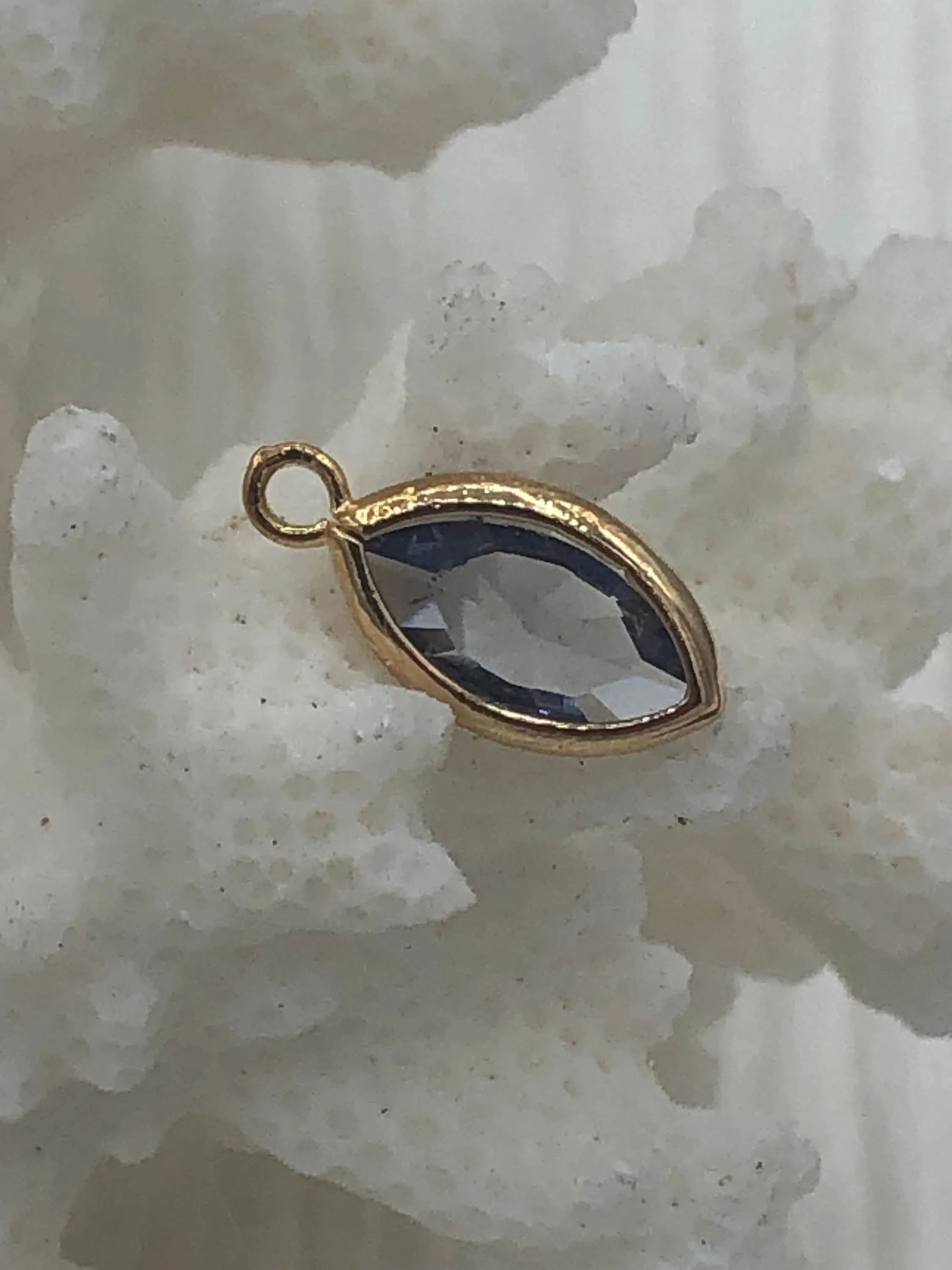 Crystal Gold Soldered Pendants and charms. Purple,Clear,Aquamarine,Teal Marquise Crystal, Soldered Charms 4 Colors Fast Ship