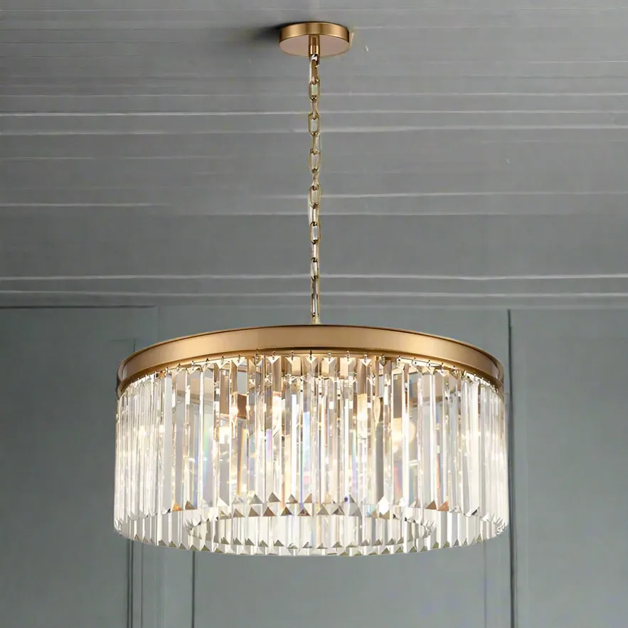 Crystal Prism Pendant Gold Banded 60 cm
