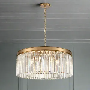 Crystal Prism Pendant Gold Banded 60 cm