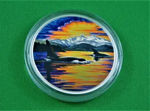 Currency - Silver Coin - $30 - 2017 - RCM - Animals in the Moonlight - Orcas