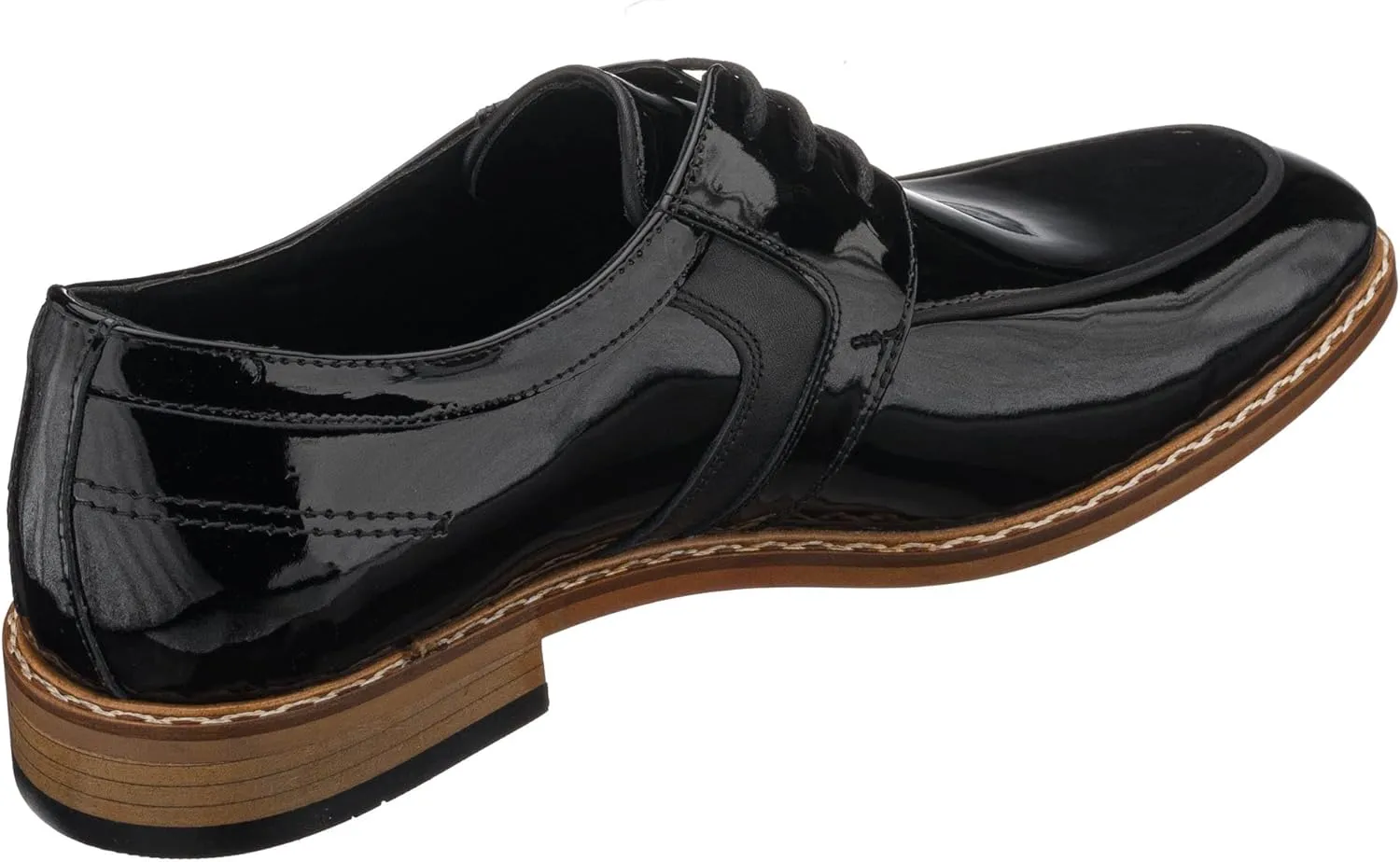 DALGALA Men's Black Patent Leather Handcrafted Oxford Shoes Lace up Shoes Mens Derby Shoes Formal Dress Shoes