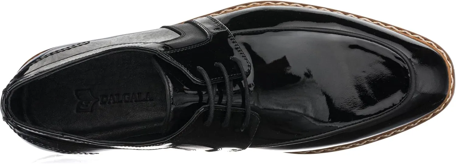 DALGALA Men's Black Patent Leather Handcrafted Oxford Shoes Lace up Shoes Mens Derby Shoes Formal Dress Shoes