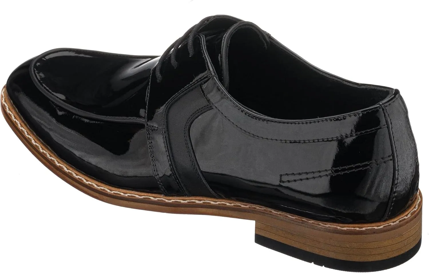 DALGALA Men's Black Patent Leather Handcrafted Oxford Shoes Lace up Shoes Mens Derby Shoes Formal Dress Shoes