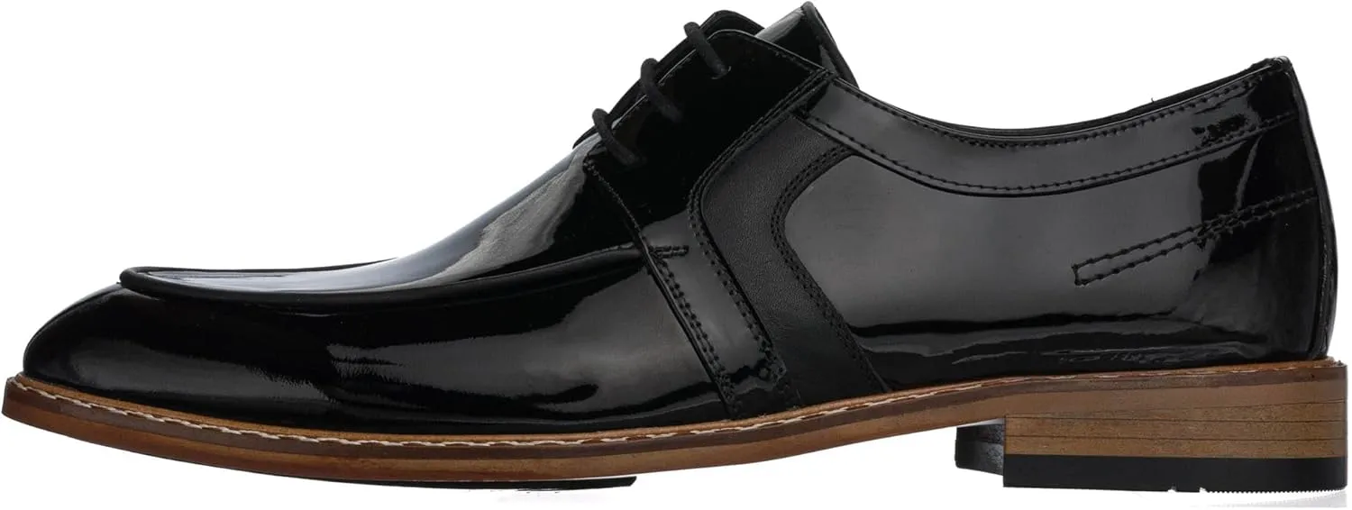 DALGALA Men's Black Patent Leather Handcrafted Oxford Shoes Lace up Shoes Mens Derby Shoes Formal Dress Shoes