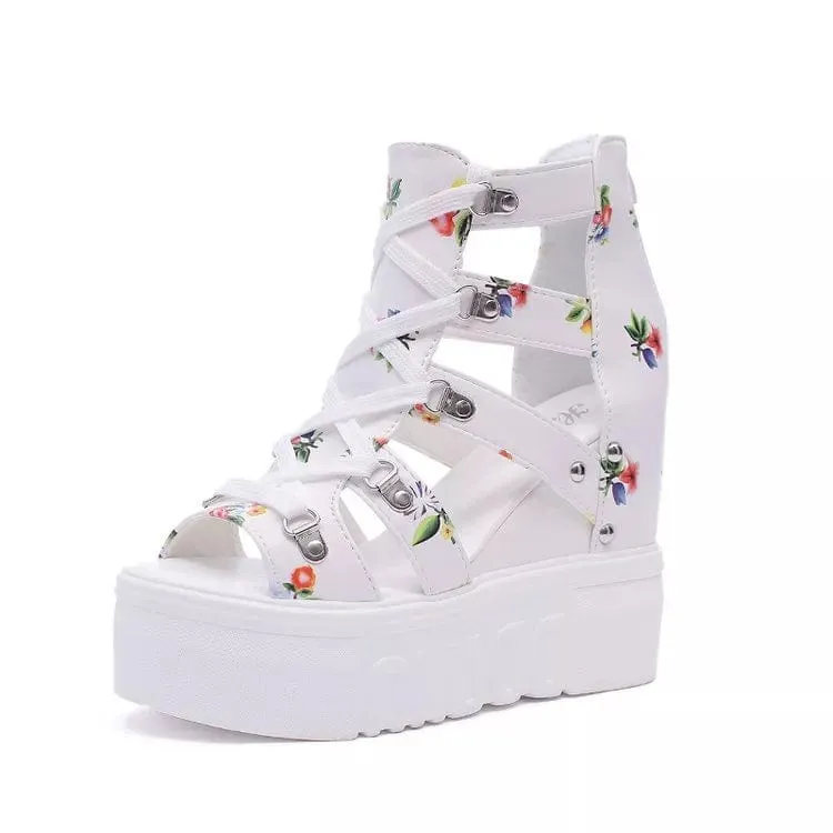Dana Floral Platform Heeled Sandals
