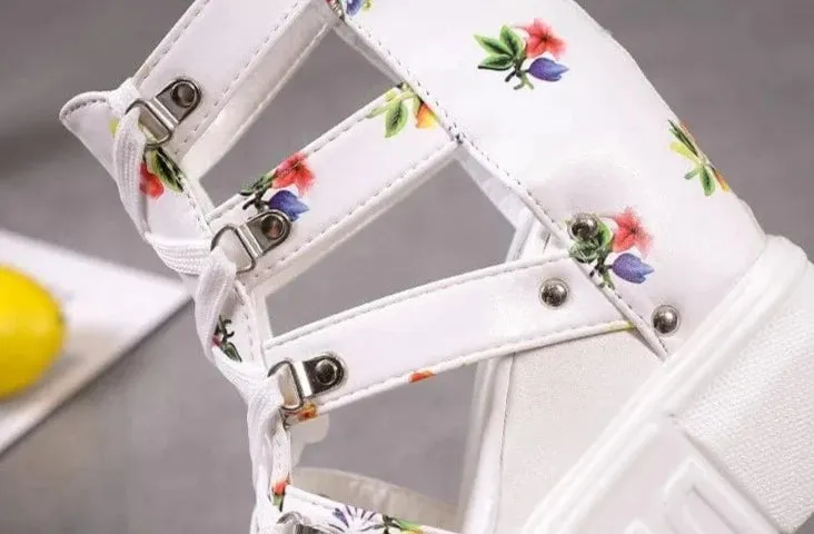 Dana Floral Platform Heeled Sandals