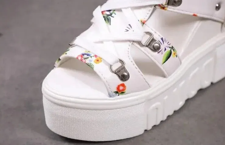 Dana Floral Platform Heeled Sandals