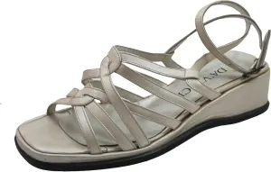 DA'VINCI Italian Designer Strappy Flat Sandal, Beige Size 38.5