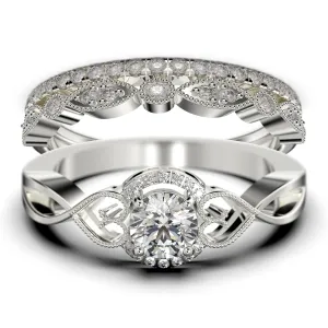 Dazzling 
Half Halo 2.25 Carat Round Cut Diamond Moissanite Engagement Ring Wedding Ring in 10k/14k/18k Solid Gold, Gift For Her, Promise Ring, Anniversary Ring, Trio Set, Matching Band