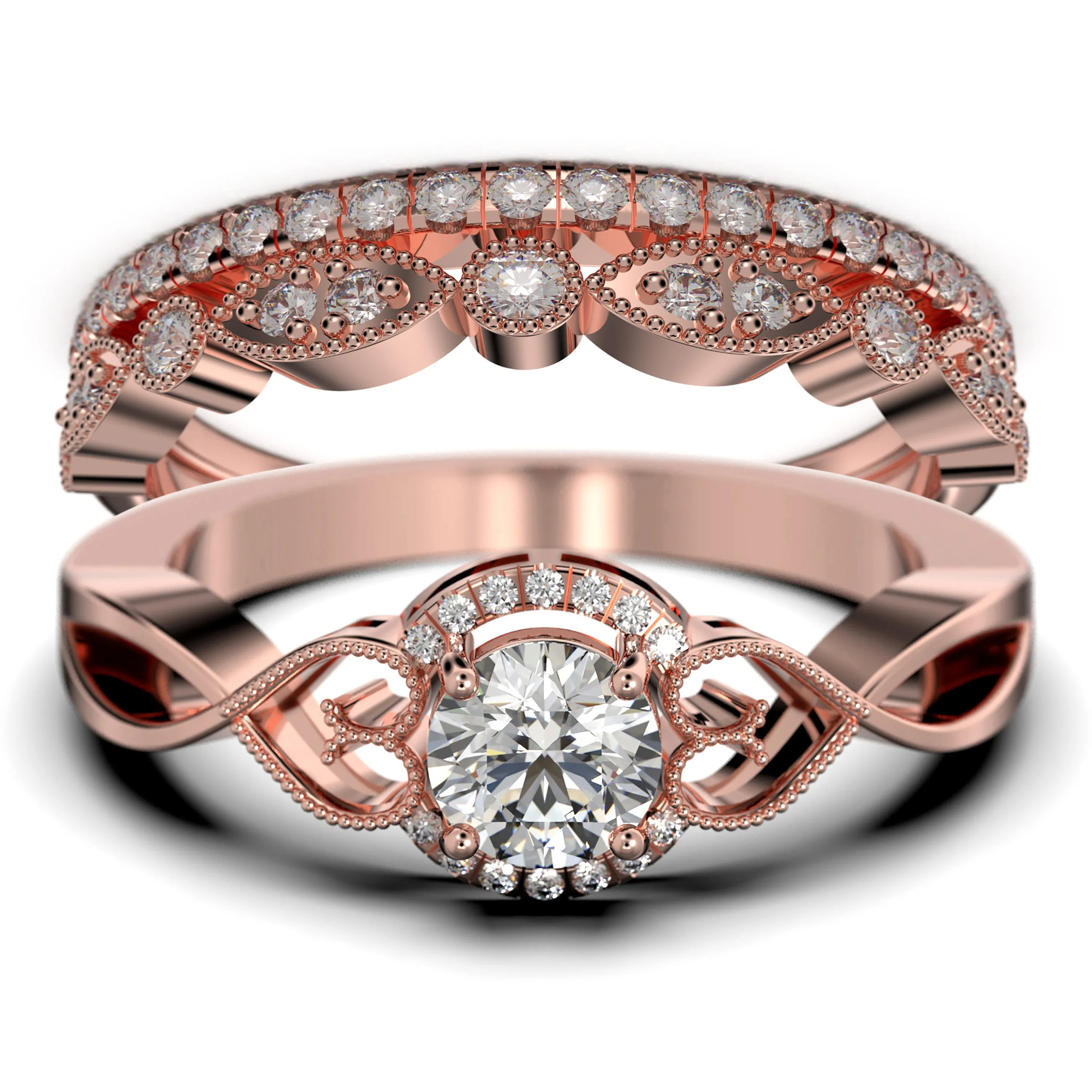 Dazzling 
Half Halo 2.25 Carat Round Cut Diamond Moissanite Engagement Ring Wedding Ring in 10k/14k/18k Solid Gold, Gift For Her, Promise Ring, Anniversary Ring, Trio Set, Matching Band