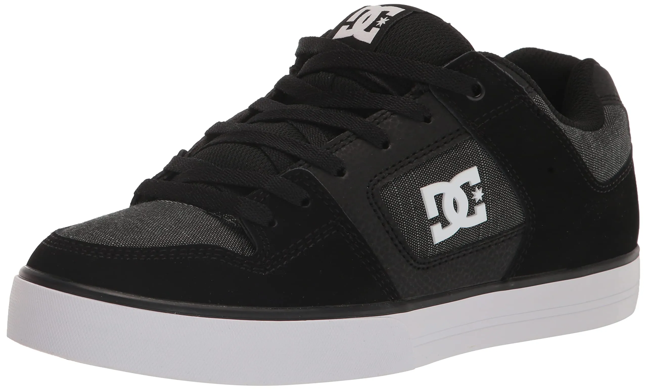 DC Men's Pure Low Top Lace Up Casual Skate Shoe Sneaker, Black/Dark Slate, 10